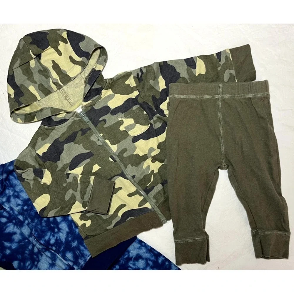 Carter's Gerber 2pc Outfit Lot 3 6 Mos‎ Set Hooded Camo Dinosaur Fall Winter